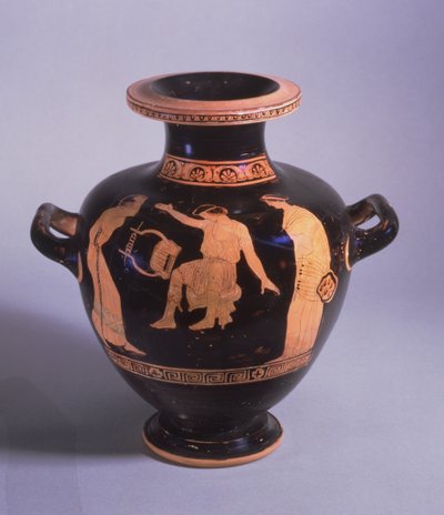 Attic red-figure hydria, decorated with a scene of the Thracian bard Thamyris being deprived of sight and voice, from the Group of Polygnotus by Greek